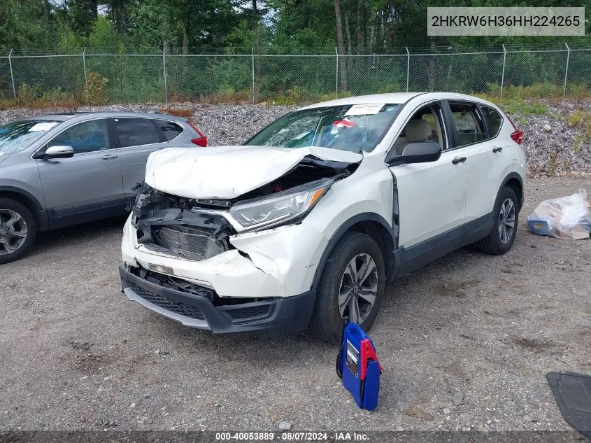 2017 Honda Cr-V Lx VIN: 2HKRW6H36HH224265 Lot: 40053889