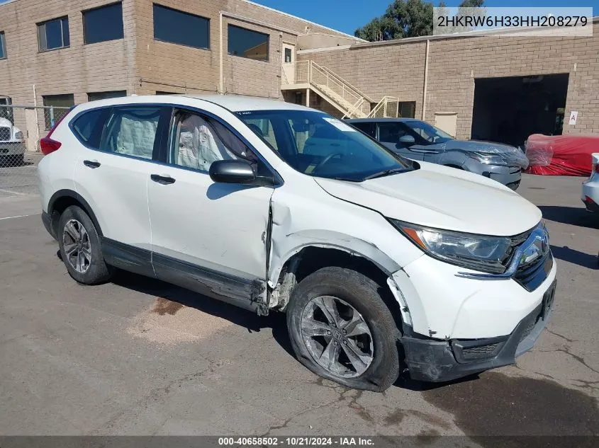 2017 Honda Cr-V Lx VIN: 2HKRW6H33HH208279 Lot: 40658502