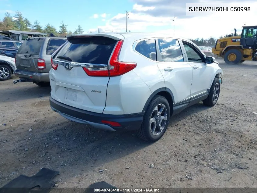 2017 Honda Cr-V Ex VIN: 5J6RW2H50HL050998 Lot: 40743418