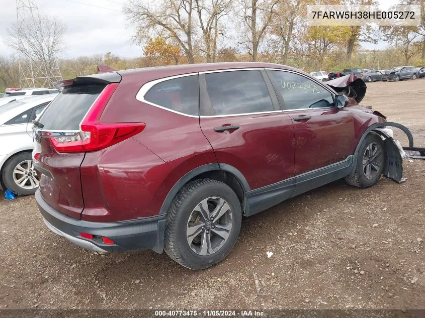 2017 Honda Cr-V Lx VIN: 7FARW5H38HE005272 Lot: 40773475