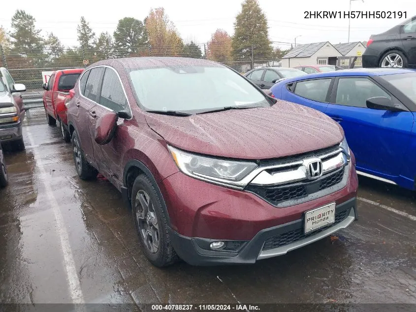 2017 Honda Cr-V Ex VIN: 2HKRW1H57HH502191 Lot: 40788237