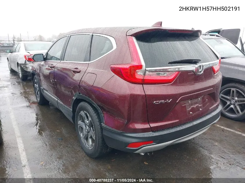 2017 Honda Cr-V Ex VIN: 2HKRW1H57HH502191 Lot: 40788237