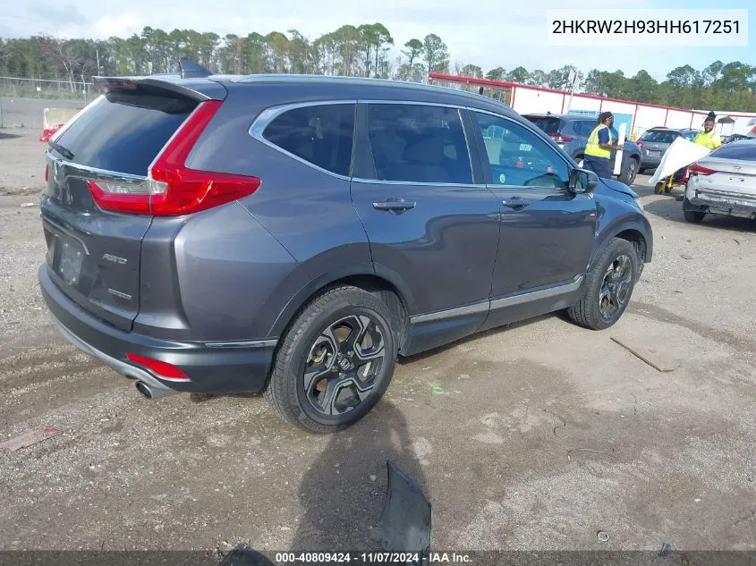 2017 Honda Cr-V Touring VIN: 2HKRW2H93HH617251 Lot: 40809424