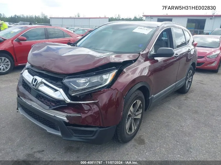 2017 Honda Cr-V Lx VIN: 7FARW5H31HE002830 Lot: 40811767