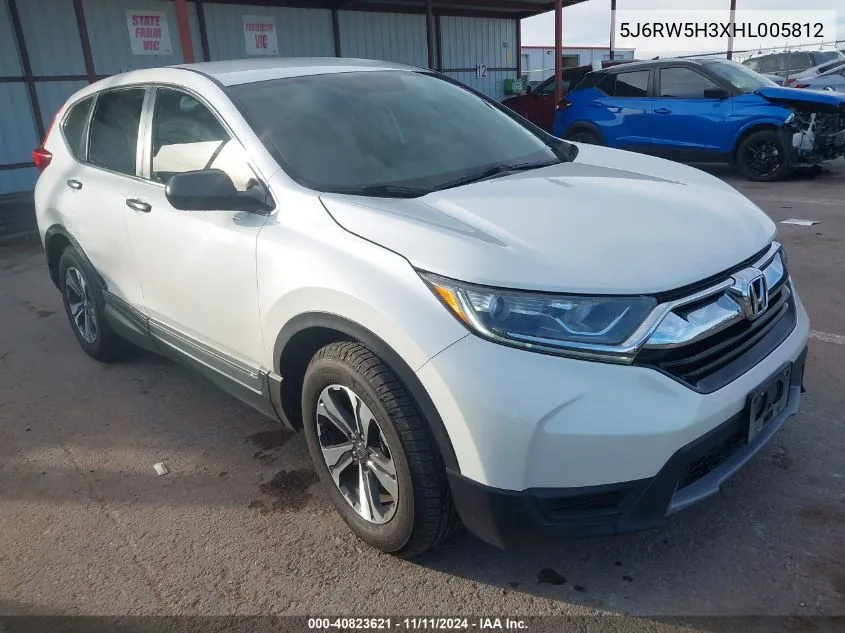 2017 Honda Cr-V Lx VIN: 5J6RW5H3XHL005812 Lot: 40823621