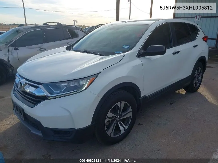 2017 Honda Cr-V Lx VIN: 5J6RW5H3XHL005812 Lot: 40823621