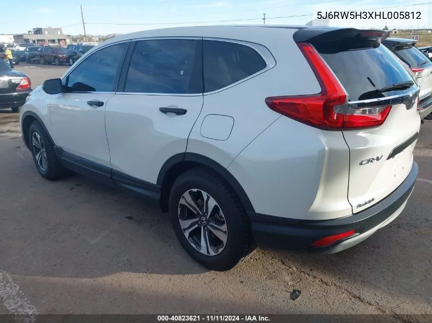 2017 Honda Cr-V Lx VIN: 5J6RW5H3XHL005812 Lot: 40823621