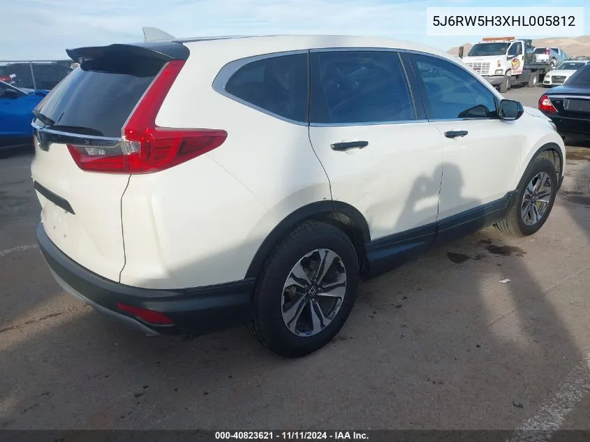 2017 Honda Cr-V Lx VIN: 5J6RW5H3XHL005812 Lot: 40823621