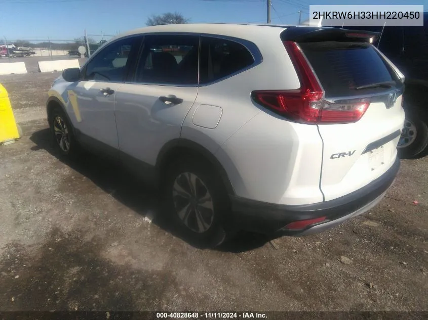 2017 Honda Cr-V Lx VIN: 2HKRW6H33HH220450 Lot: 40828648