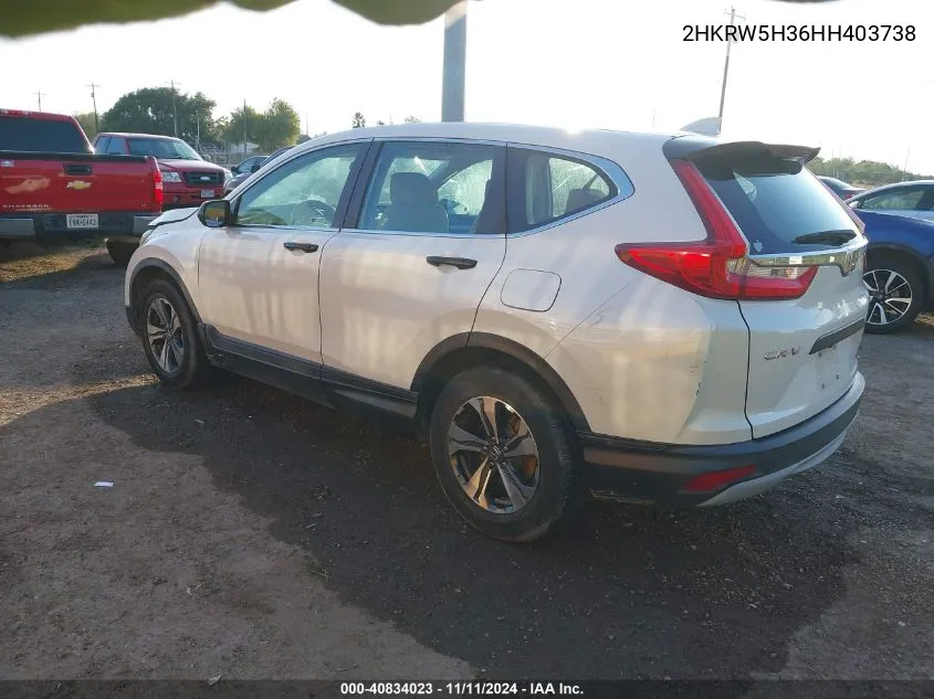 2017 Honda Cr-V Lx VIN: 2HKRW5H36HH403738 Lot: 40834023