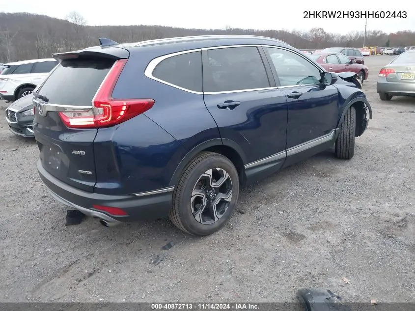 2017 Honda Cr-V Touring VIN: 2HKRW2H93HH602443 Lot: 40872713