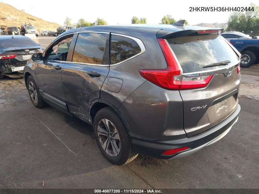 2017 Honda Cr-V Lx VIN: 2HKRW5H36HH402444 Lot: 40877205