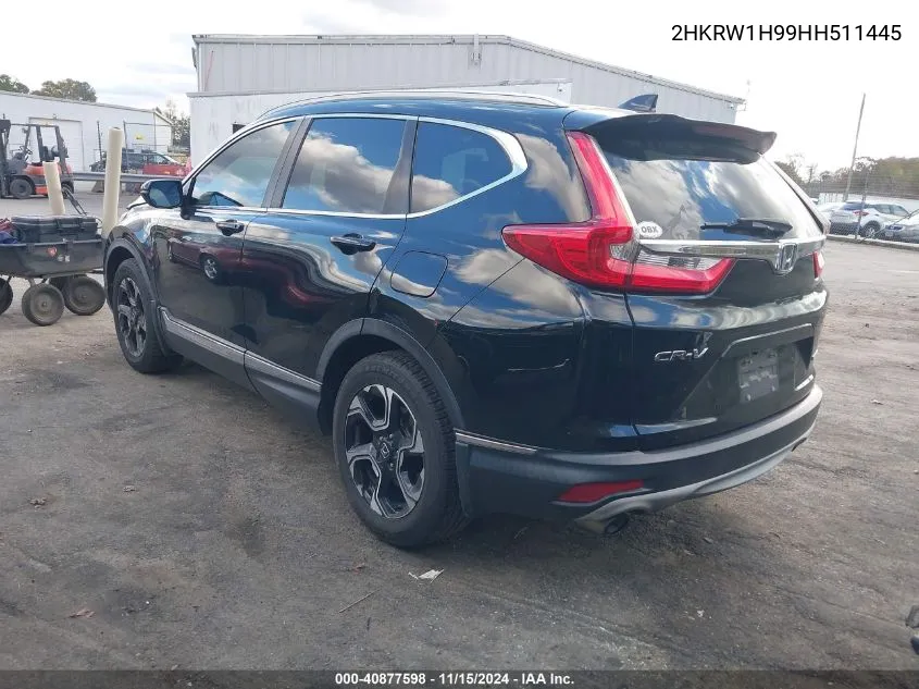 2017 Honda Cr-V Touring VIN: 2HKRW1H99HH511445 Lot: 40877598