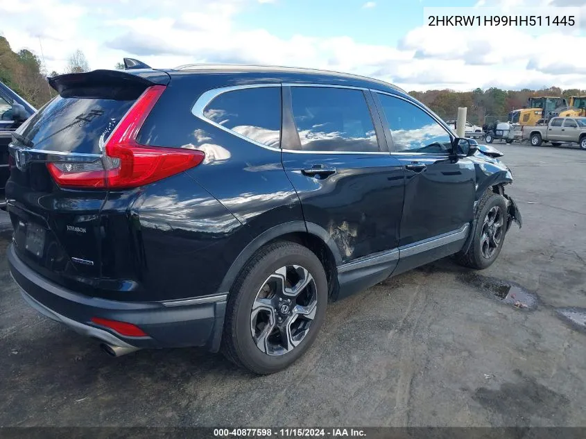 2017 Honda Cr-V Touring VIN: 2HKRW1H99HH511445 Lot: 40877598