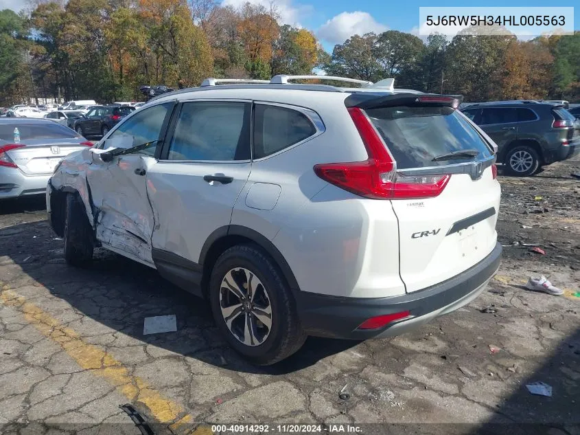 2017 Honda Cr-V Lx VIN: 5J6RW5H34HL005563 Lot: 40914292