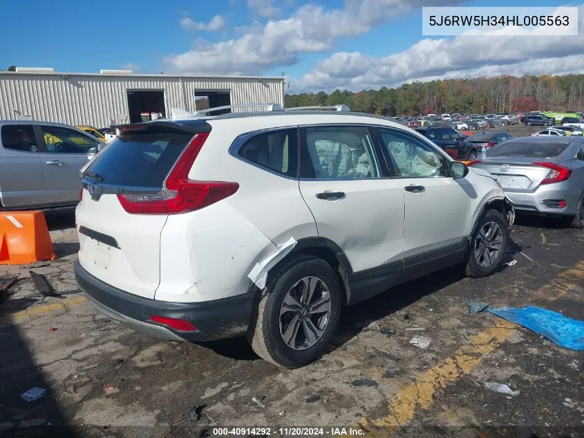 2017 Honda Cr-V Lx VIN: 5J6RW5H34HL005563 Lot: 40914292