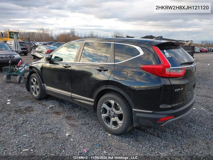 2018 Honda Cr-V VIN: 2HKRW2H8XJH121120 Lot: 12149612