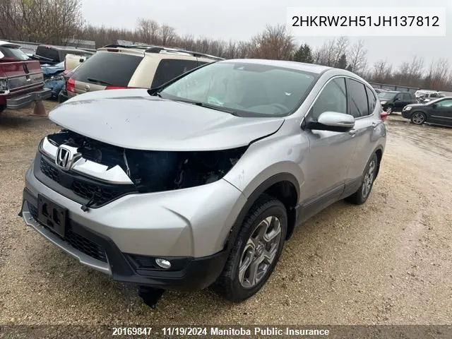 2018 Honda Cr-V Ex VIN: 2HKRW2H51JH137812 Lot: 20169847