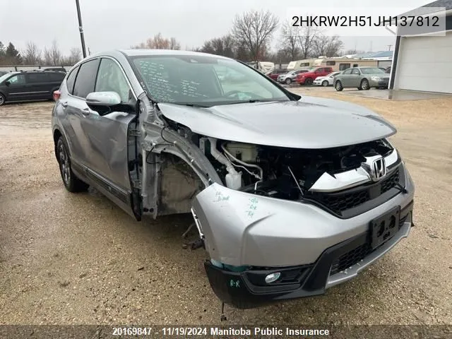 2018 Honda Cr-V Ex VIN: 2HKRW2H51JH137812 Lot: 20169847