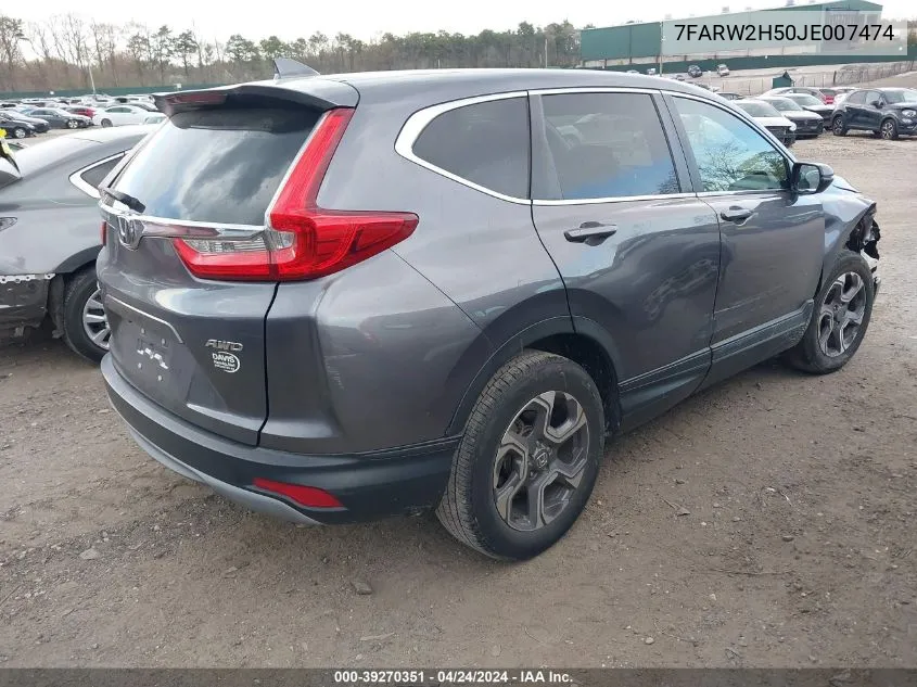 2018 Honda Cr-V Ex VIN: 7FARW2H50JE007474 Lot: 39270351