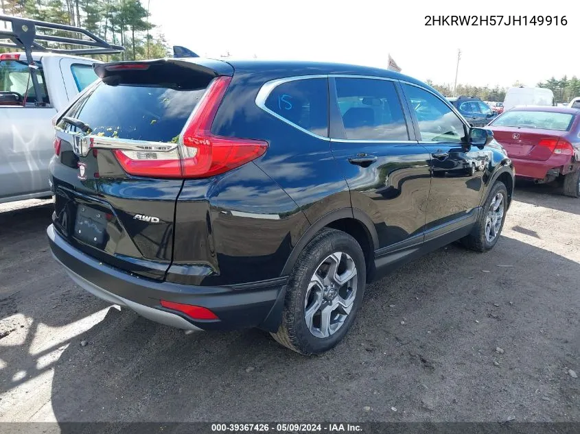 2018 Honda Cr-V Ex VIN: 2HKRW2H57JH149916 Lot: 39367426