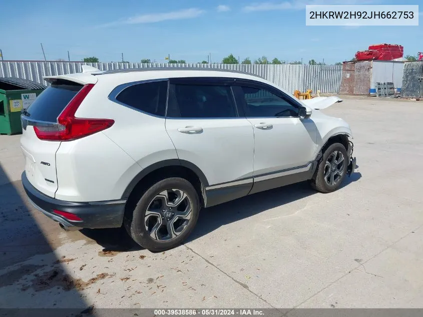 2018 Honda Cr-V Touring VIN: 2HKRW2H92JH662753 Lot: 39538586