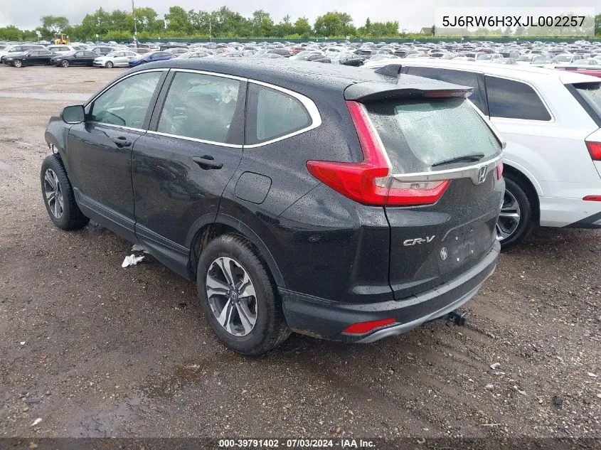 2018 Honda Cr-V Lx VIN: 5J6RW6H3XJL002257 Lot: 39791402