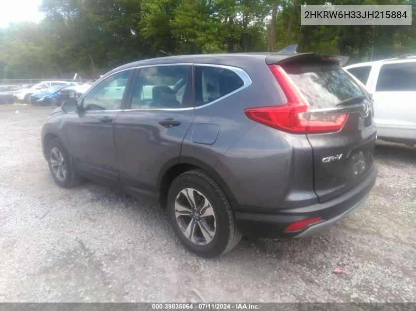 2018 Honda Cr-V Lx VIN: 2HKRW6H33JH215884 Lot: 39835064