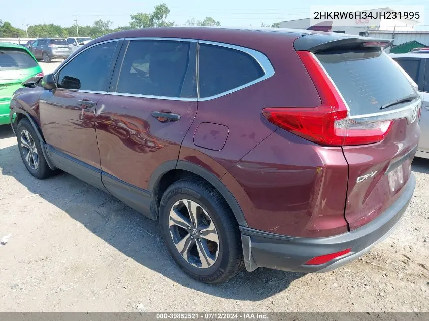 2018 Honda Cr-V Lx VIN: 2HKRW6H34JH231995 Lot: 39852521