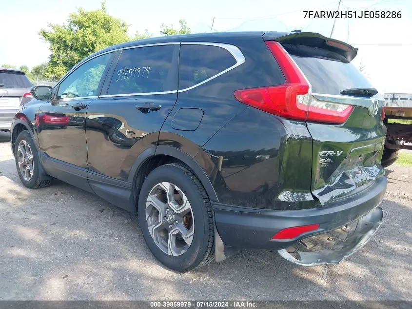 2018 Honda Cr-V Ex VIN: 7FARW2H51JE058286 Lot: 39859979