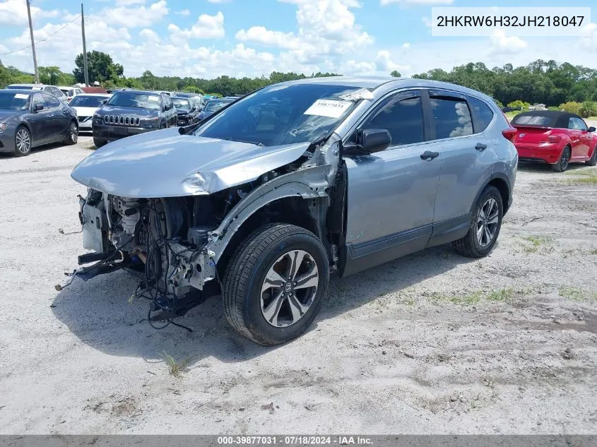 2018 Honda Cr-V Lx VIN: 2HKRW6H32JH218047 Lot: 39877031