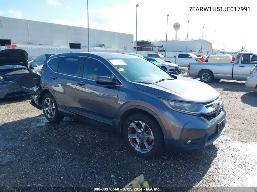 2018 Honda Cr-V Ex VIN: 7FARW1H51JE017991 Lot: 39978568