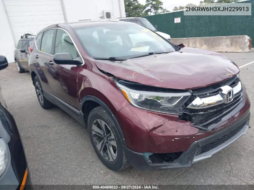 2018 Honda Cr-V Lx VIN: 2HKRW6H3XJH229913 Lot: 40469033