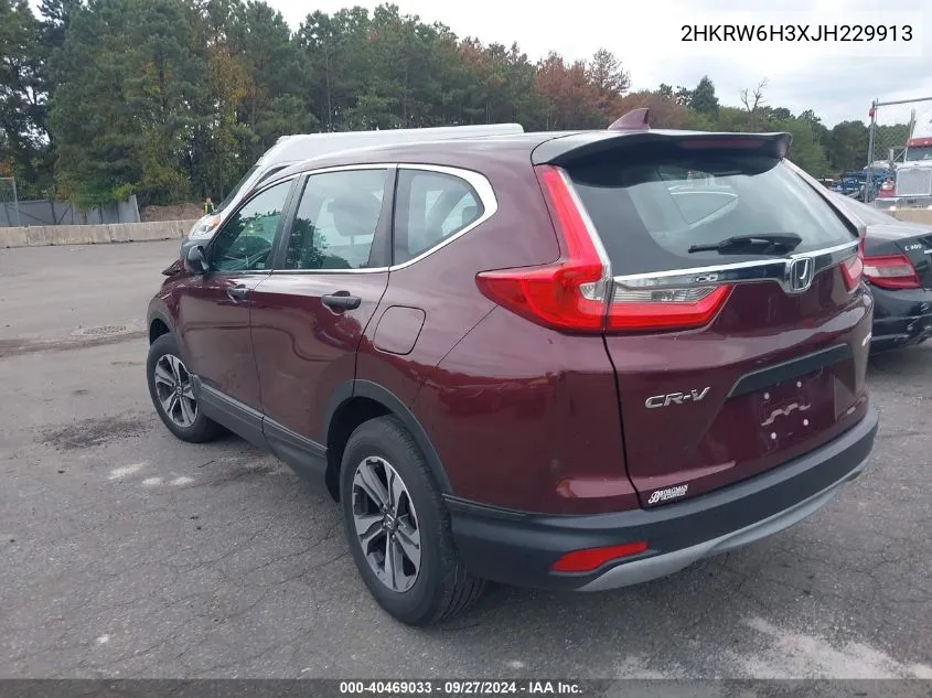 2018 Honda Cr-V Lx VIN: 2HKRW6H3XJH229913 Lot: 40469033