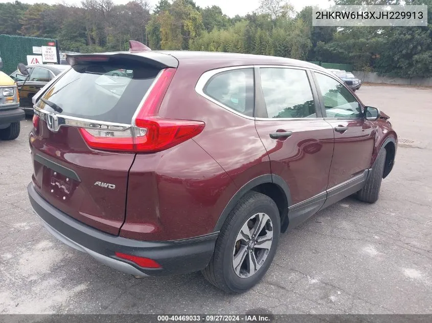 2018 Honda Cr-V Lx VIN: 2HKRW6H3XJH229913 Lot: 40469033