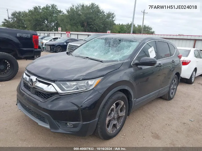 2018 Honda Cr-V Ex VIN: 7FARW1H51JE024018 Lot: 40587933