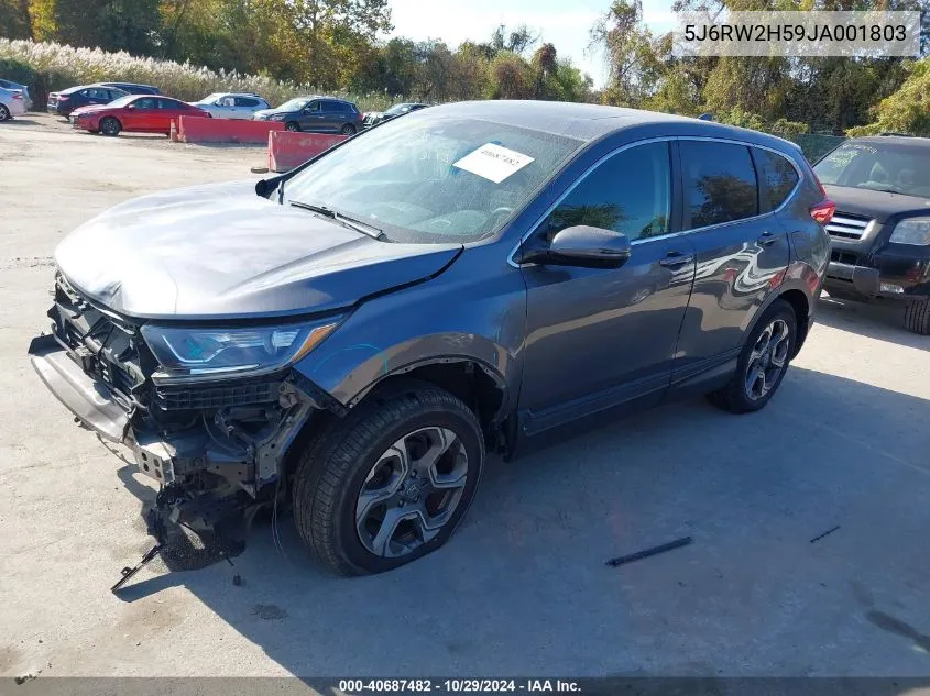 2018 Honda Cr-V Ex VIN: 5J6RW2H59JA001803 Lot: 40687482