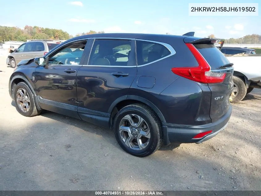 2018 Honda Cr-V Ex VIN: 2HKRW2H58JH619502 Lot: 40704931