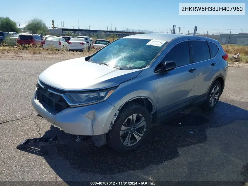 2018 Honda Cr-V Lx VIN: 2HKRW5H38JH407960 Lot: 40707312