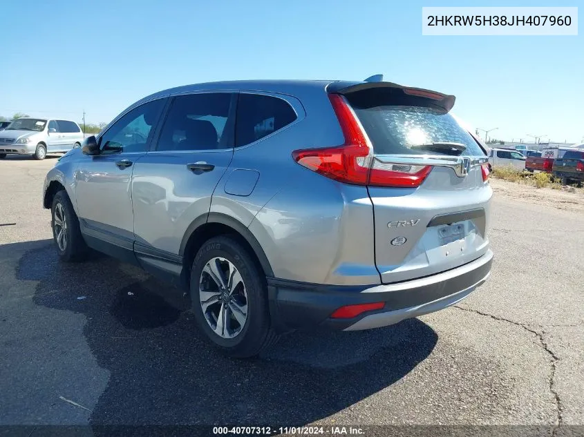 2018 Honda Cr-V Lx VIN: 2HKRW5H38JH407960 Lot: 40707312