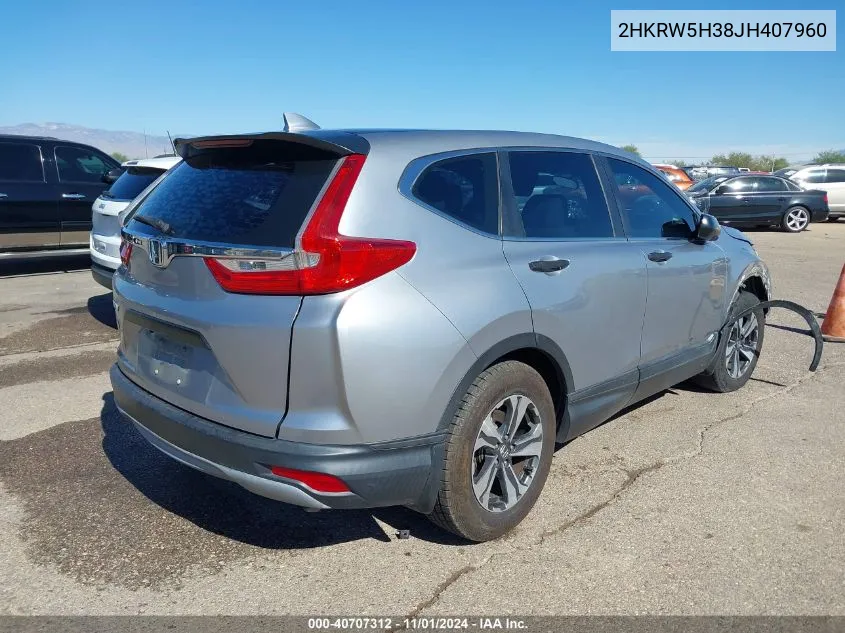 2018 Honda Cr-V Lx VIN: 2HKRW5H38JH407960 Lot: 40707312