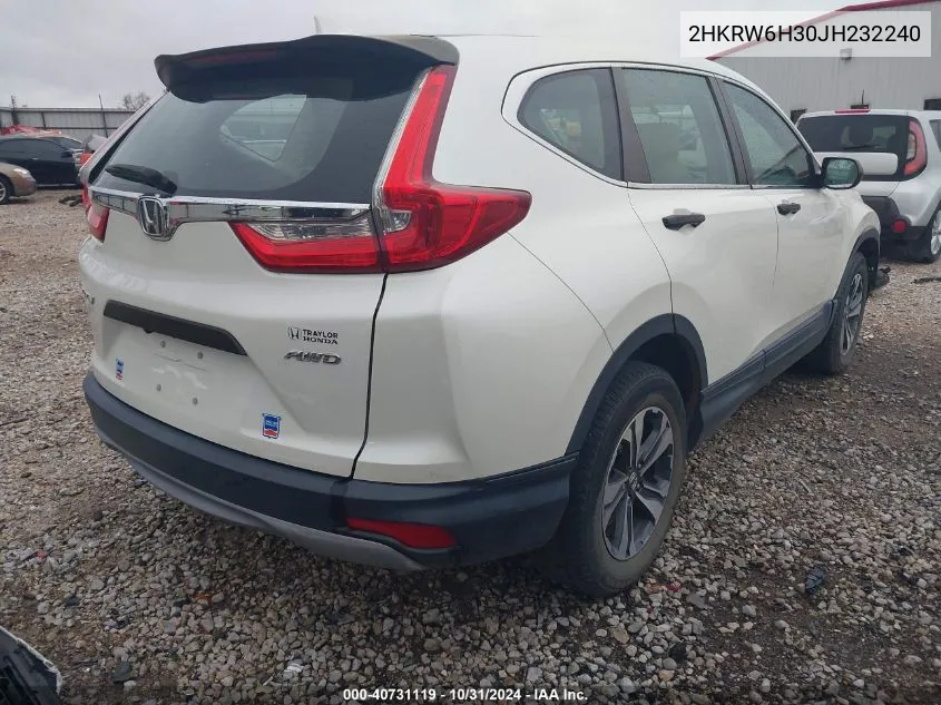 2018 Honda Cr-V Lx VIN: 2HKRW6H30JH232240 Lot: 40731119