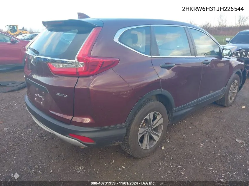 2018 Honda Cr-V Lx VIN: 2HKRW6H31JH226544 Lot: 40731959