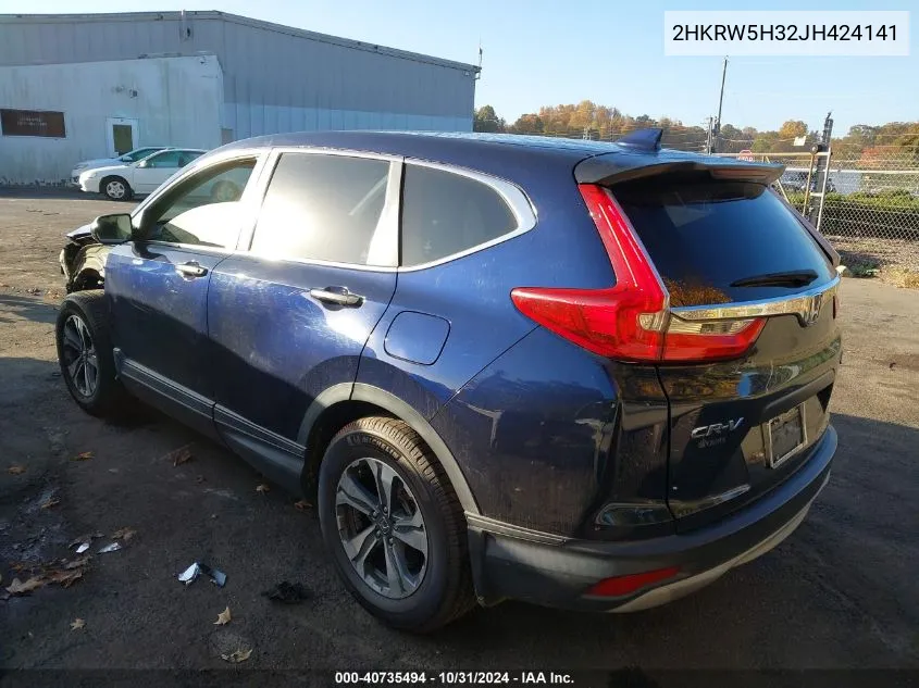 2018 Honda Cr-V Lx VIN: 2HKRW5H32JH424141 Lot: 40735494