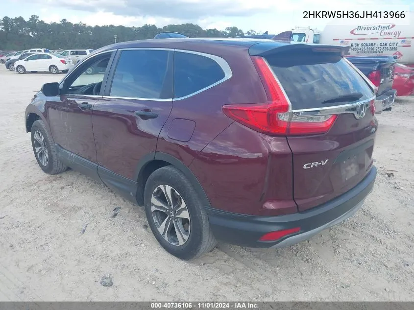 2018 Honda Cr-V Lx VIN: 2HKRW5H36JH413966 Lot: 40736106