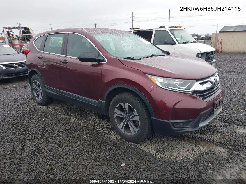 2018 Honda Cr-V Lx VIN: 2HKRW6H36JH214115 Lot: 40741505