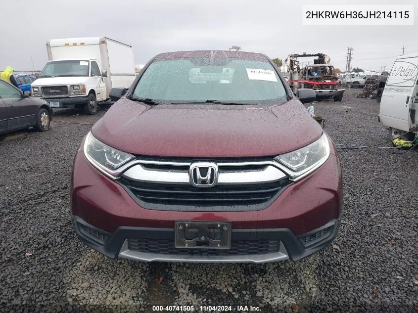 2018 Honda Cr-V Lx VIN: 2HKRW6H36JH214115 Lot: 40741505