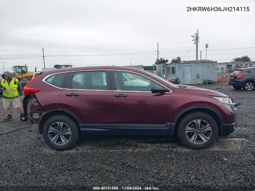 2018 Honda Cr-V Lx VIN: 2HKRW6H36JH214115 Lot: 40741505