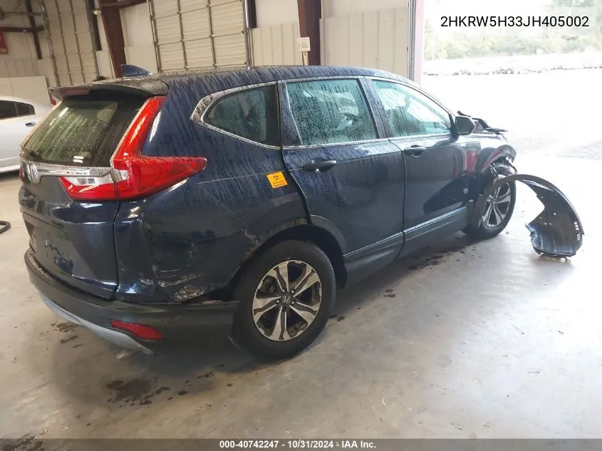 2018 Honda Cr-V Lx VIN: 2HKRW5H33JH405002 Lot: 40742247