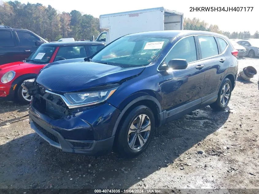 2018 Honda Cr-V Lx VIN: 2HKRW5H34JH407177 Lot: 40743035